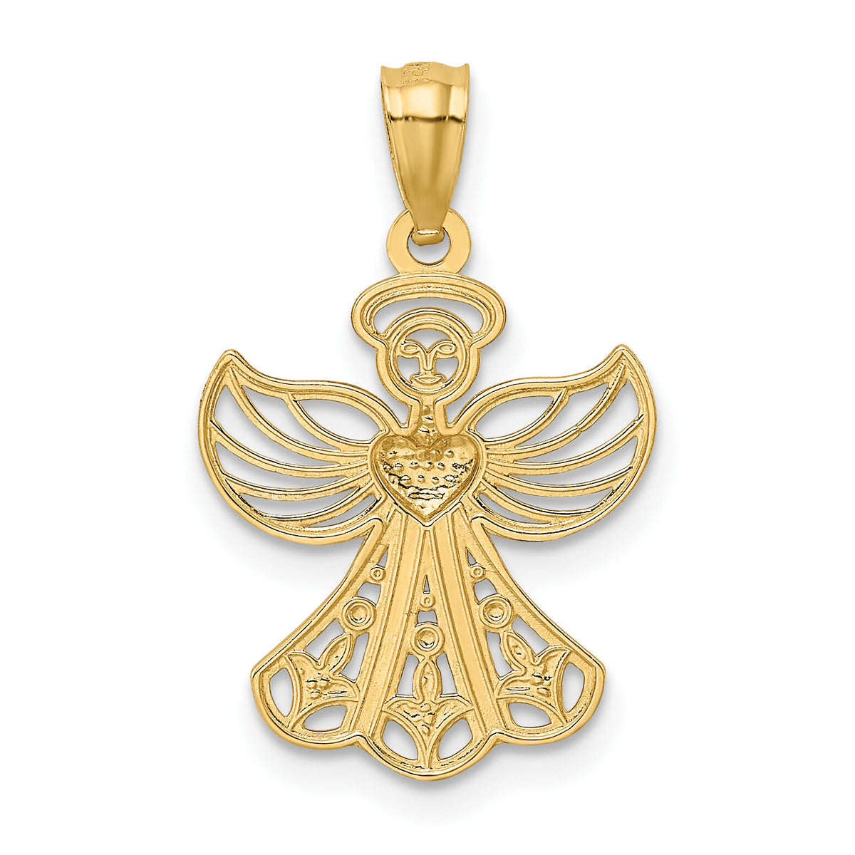 14K w/Rhodium Filigree Angel Pendant-XR919