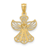 14K w/Rhodium Filigree Angel Pendant-XR919