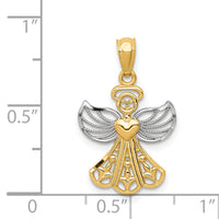 14K w/Rhodium Filigree Angel Pendant-XR919