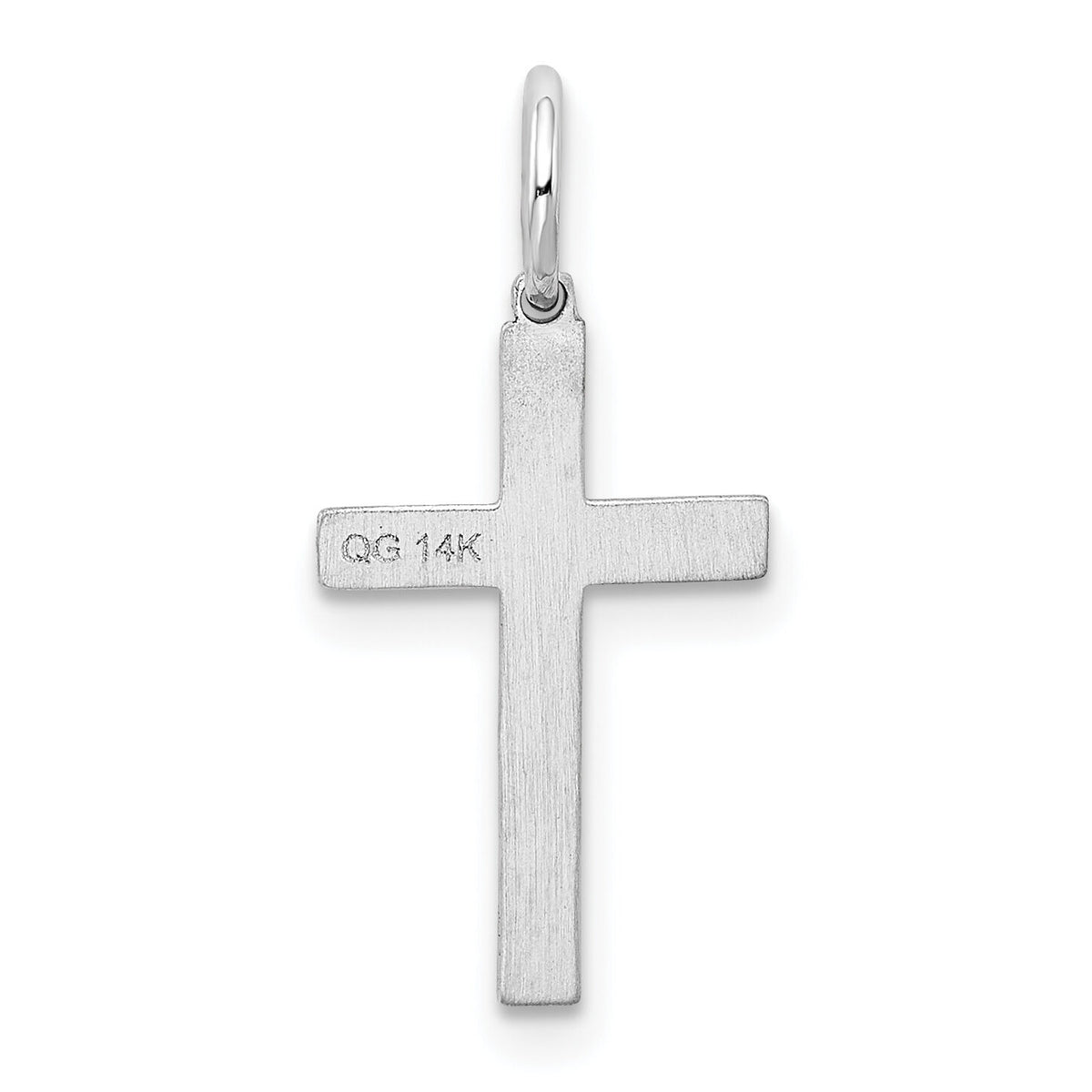 14K White Gold Laser Designed Cross Charm-XR944
