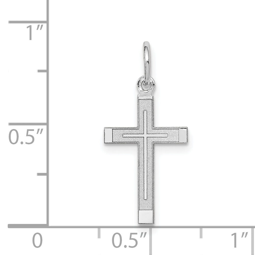 14K White Gold Laser Designed Cross Charm-XR944