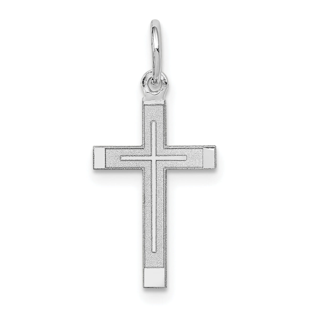 14K White Gold Laser Designed Cross Charm-XR944