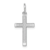 14K White Gold Laser Designed Cross Charm-XR944