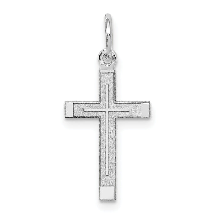 14K White Gold Laser Designed Cross Charm-XR944