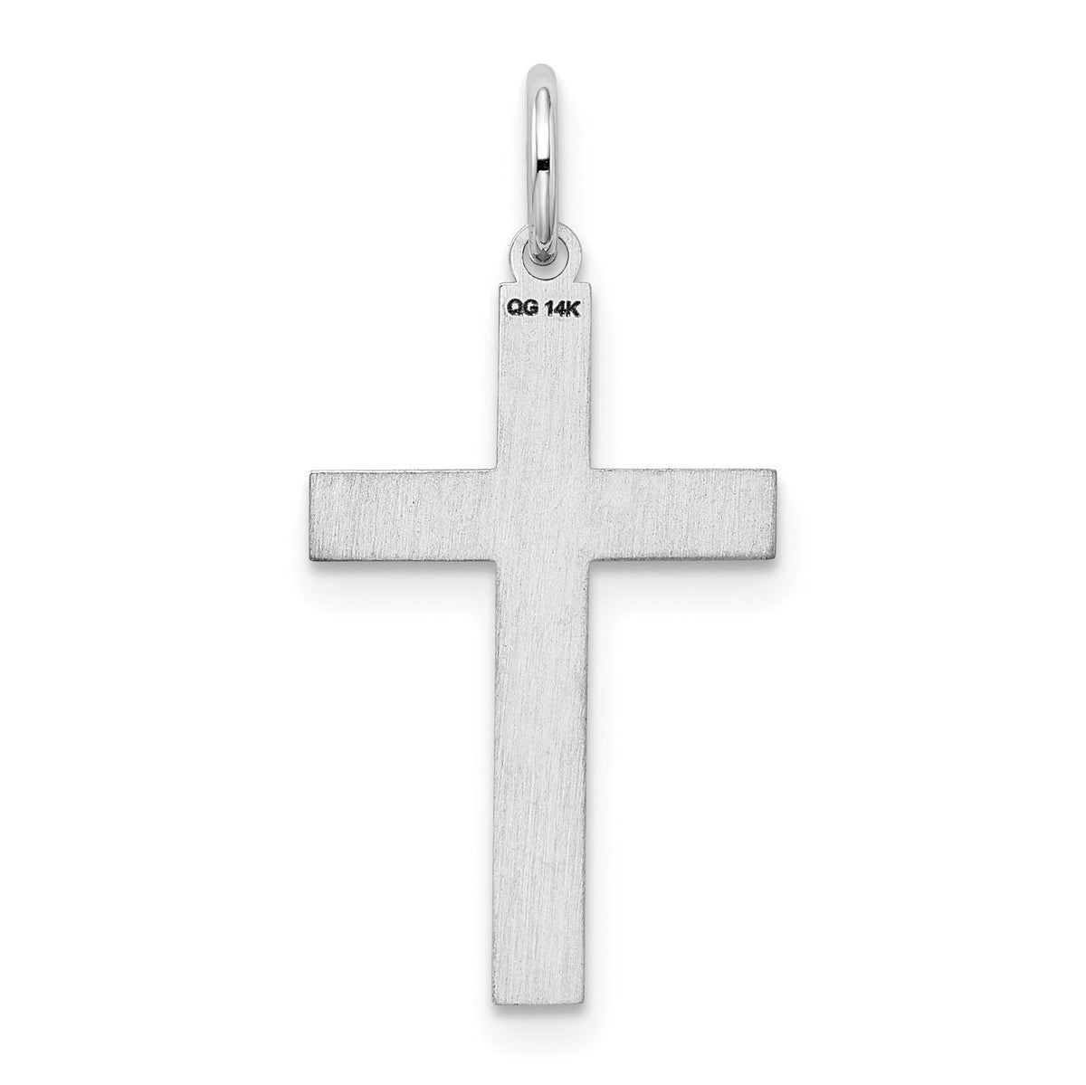 14K White Gold Laser Designed Cross Pendant-XR945