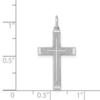 14K White Gold Laser Designed Cross Pendant-XR945