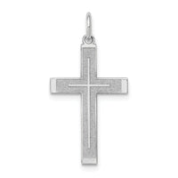 14K White Gold Laser Designed Cross Pendant-XR945