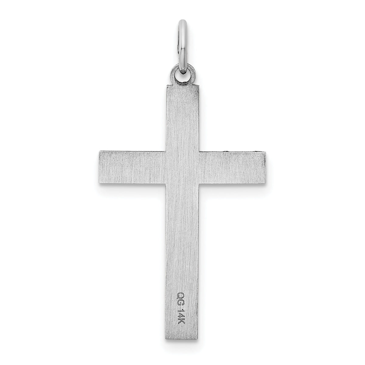 14K White Gold Laser Designed Cross Pendant-XR946