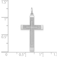 14K White Gold Laser Designed Cross Pendant-XR946