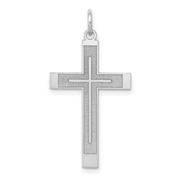 14K White Gold Laser Designed Cross Pendant-XR946