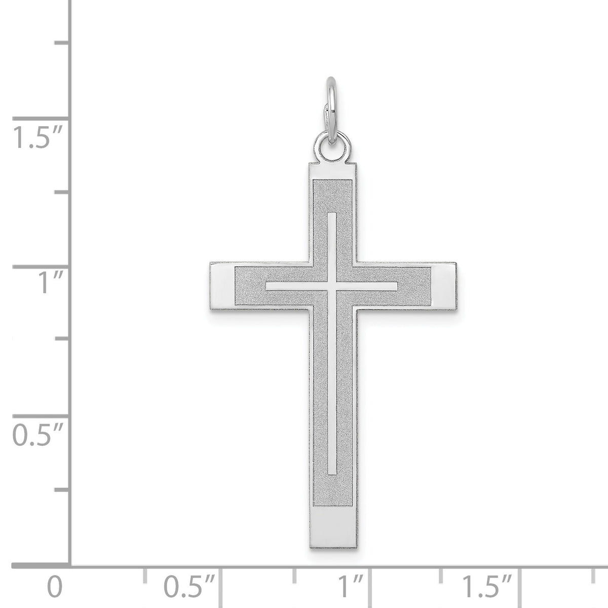 14K White Gold Laser Designed Cross Pendant-XR947