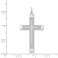 14K White Gold Laser Designed Cross Pendant-XR947