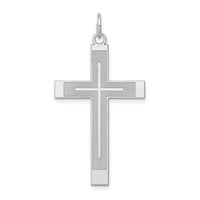 14K White Gold Laser Designed Cross Pendant-XR947