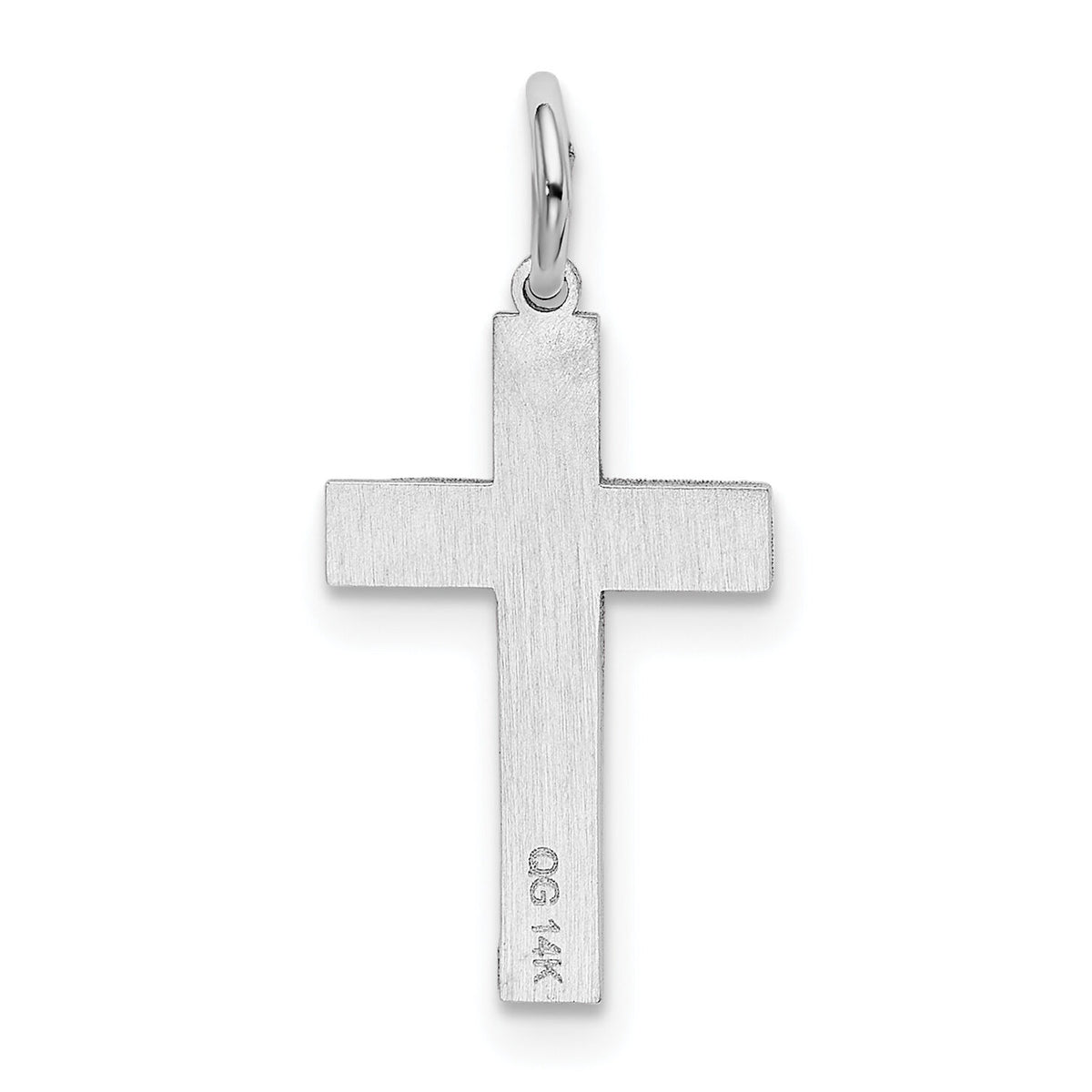 14K White Gold Laser Designed Cross Charm-XR948