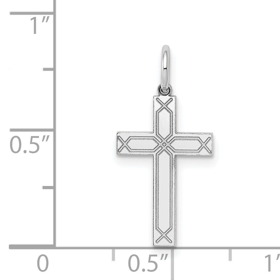14K White Gold Laser Designed Cross Charm-XR948