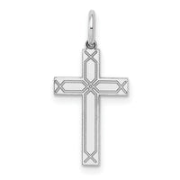 14K White Gold Laser Designed Cross Charm-XR948