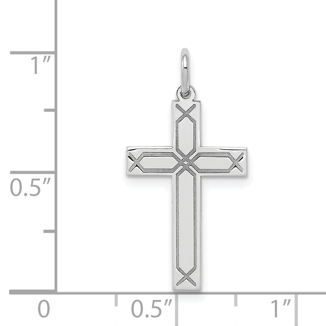 14K White Gold Laser Designed Cross Charm-XR949