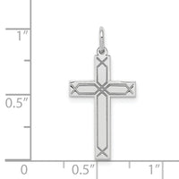 14K White Gold Laser Designed Cross Charm-XR949