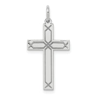 14K White Gold Laser Designed Cross Charm-XR949