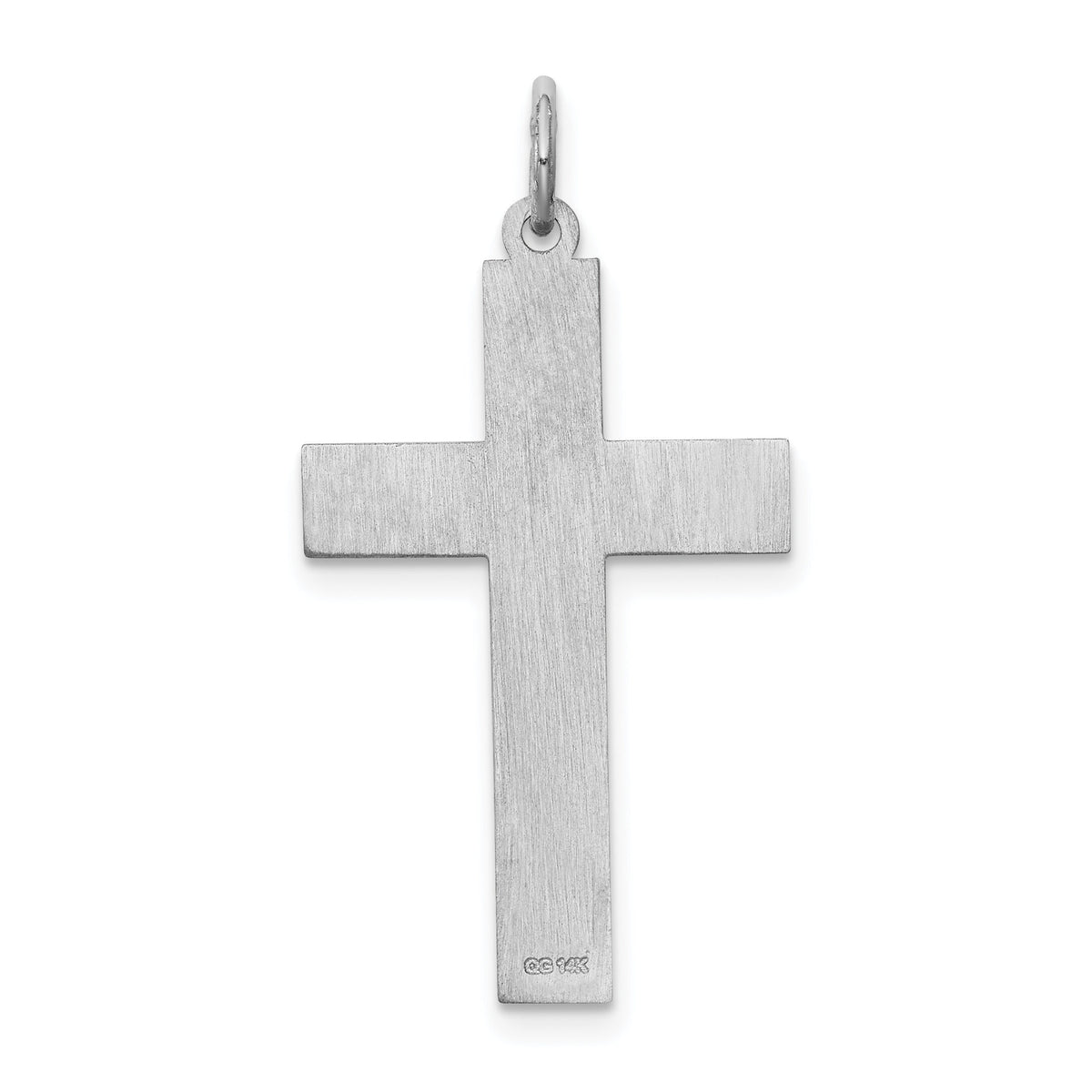 14K White Gold Laser Designed Cross Pendant-XR950