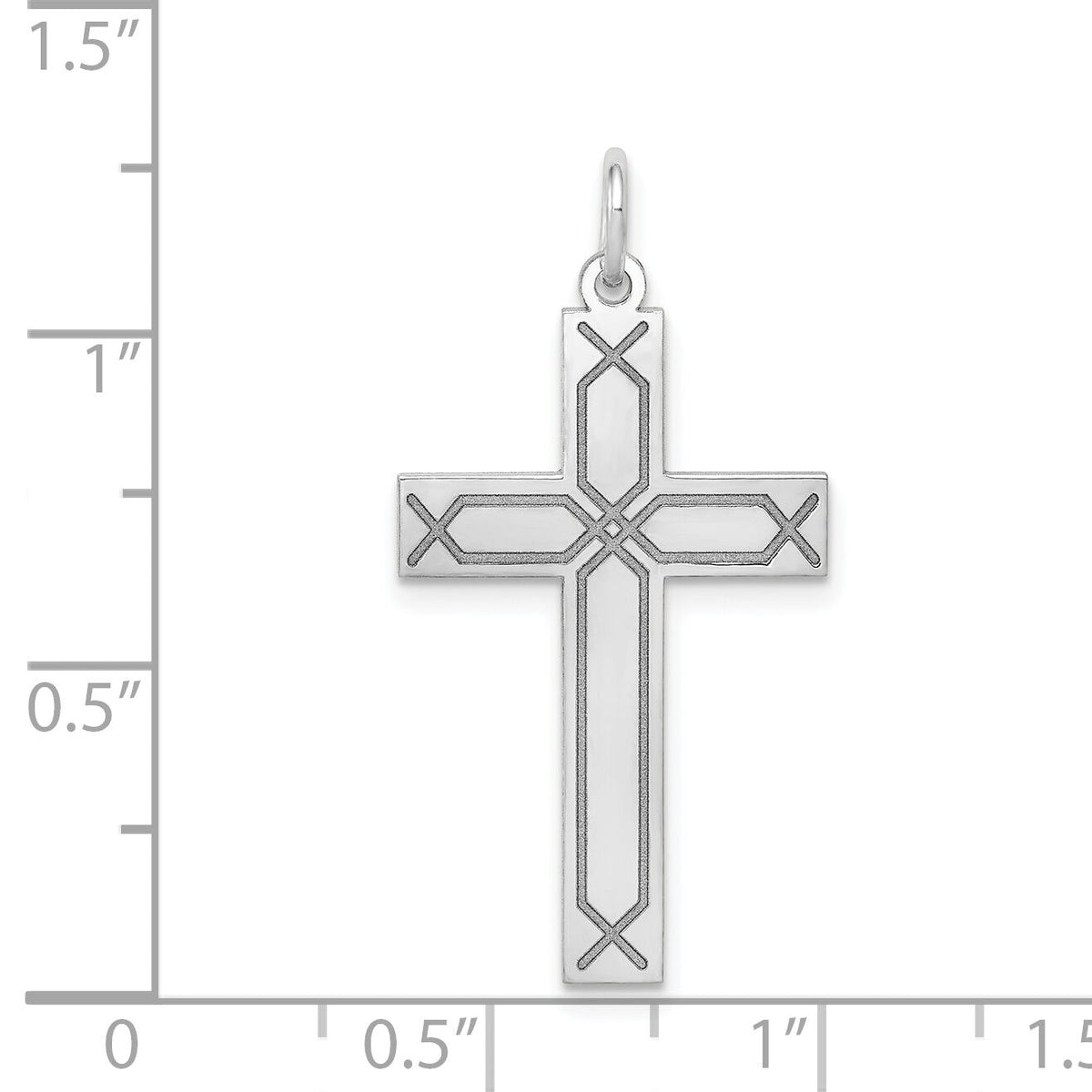14K White Gold Laser Designed Cross Pendant-XR950