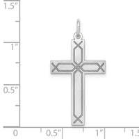 14K White Gold Laser Designed Cross Pendant-XR950