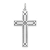14K White Gold Laser Designed Cross Pendant-XR950