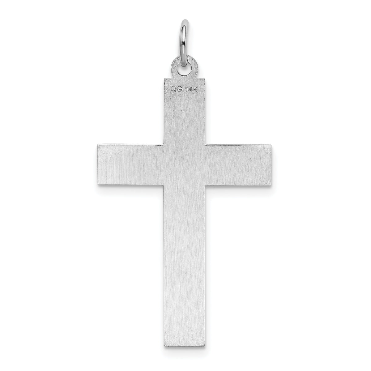 14K White Gold Laser Designed Cross Pendant-XR951