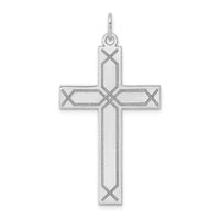 14K White Gold Laser Designed Cross Pendant-XR951