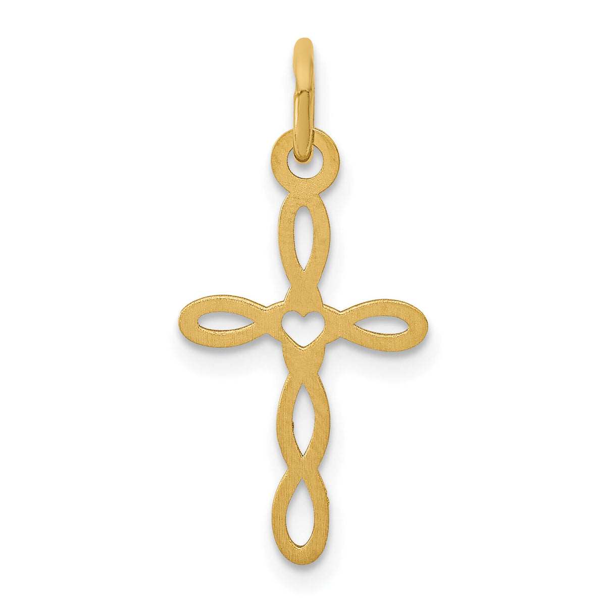 14K Loop w/Center Heart Cross Charm-XR952