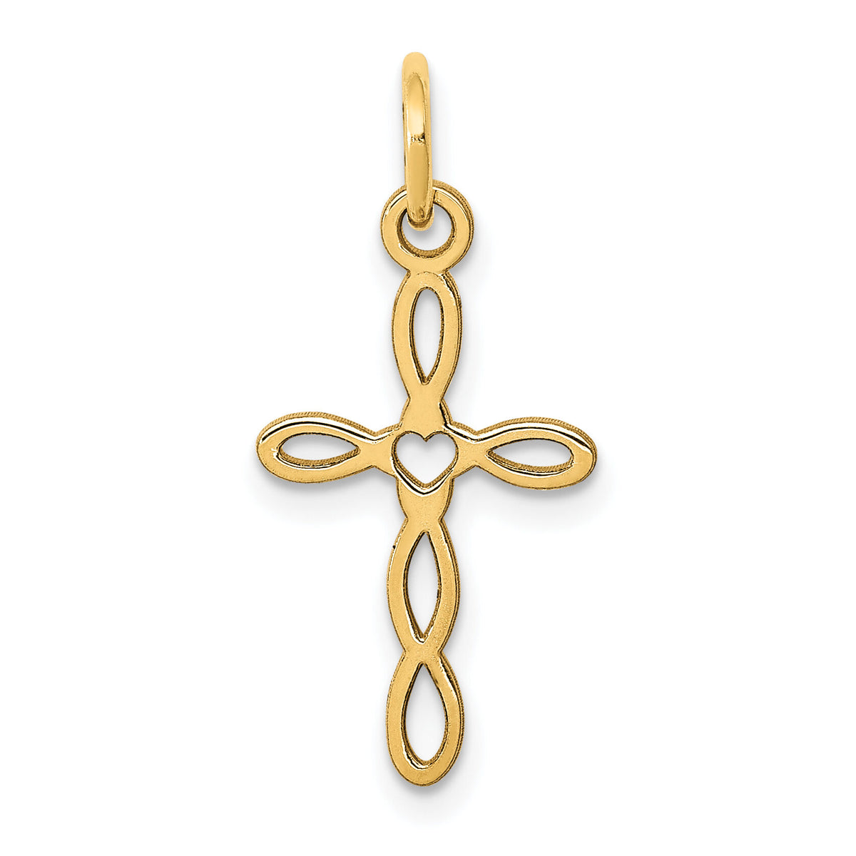 14K Loop w/Center Heart Cross Charm-XR952