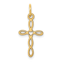 14K Loop w/Center Heart Cross Charm-XR952