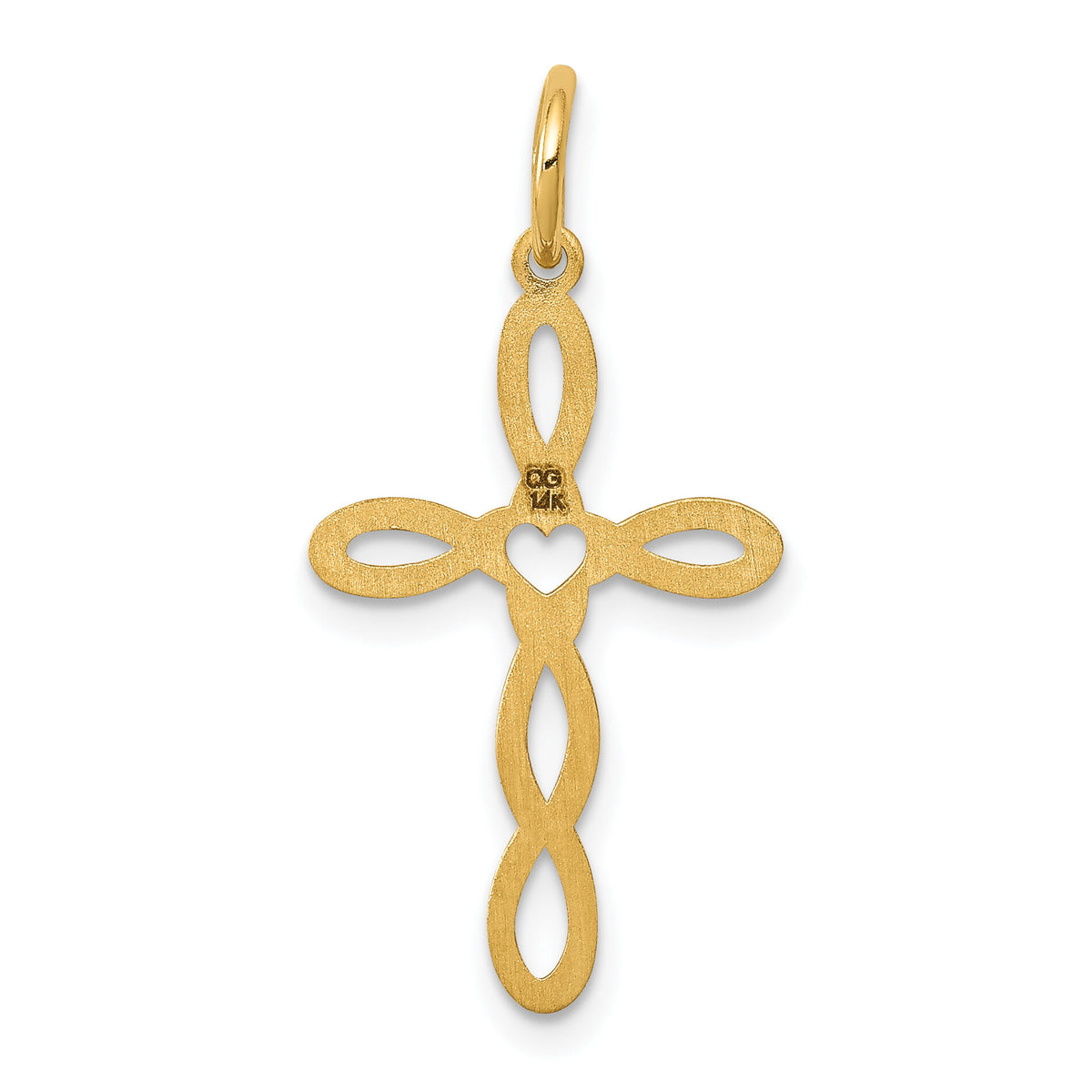 14K Loop w/Center Heart Cross Pendant-XR953