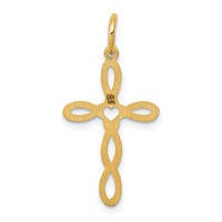 14K Loop w/Center Heart Cross Pendant-XR953