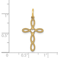 14K Loop w/Center Heart Cross Pendant-XR953