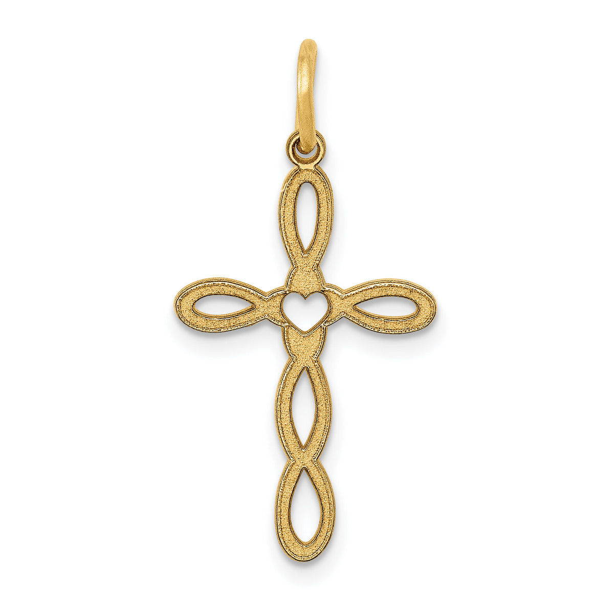 14K Loop w/Center Heart Cross Pendant-XR953