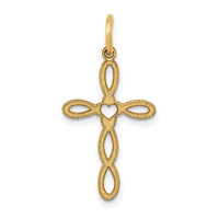 14K Loop w/Center Heart Cross Pendant-XR953