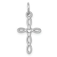 14K White Gold Loop w/Center Heart Cross Pendant-XR956