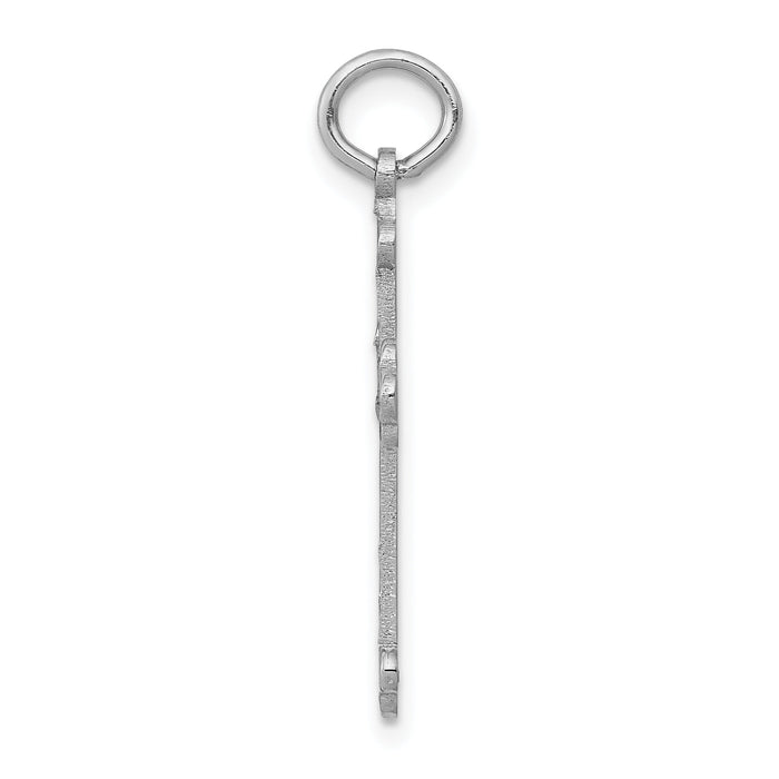 14K White Gold Laser Designed Cross Pendant-XR973