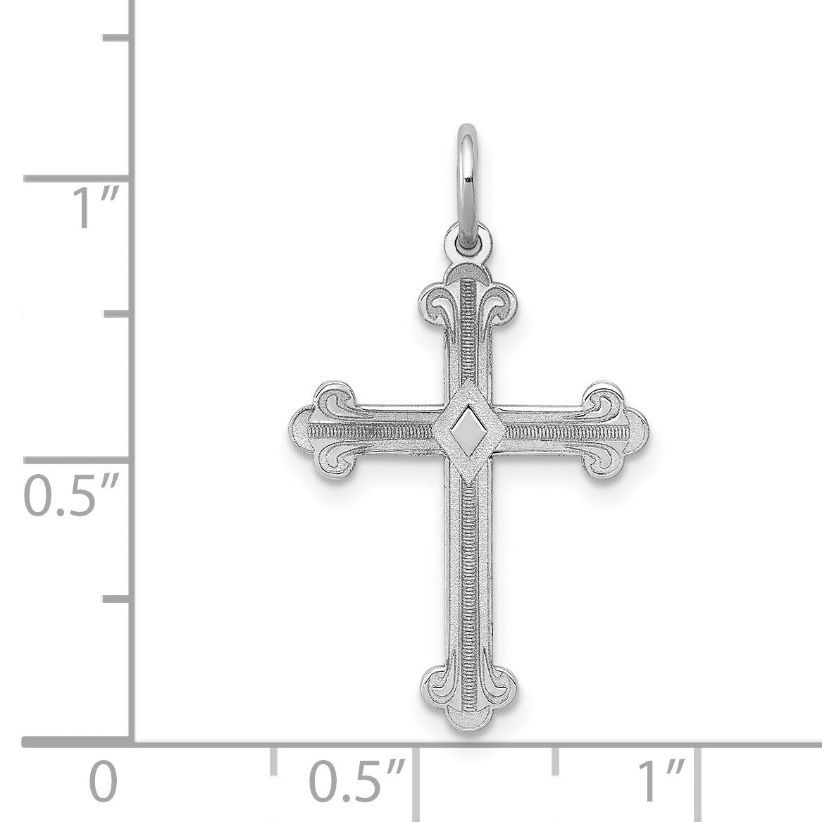 14K White Gold Laser Designed Cross Pendant-XR973