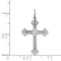14K White Gold Laser Designed Cross Pendant-XR973