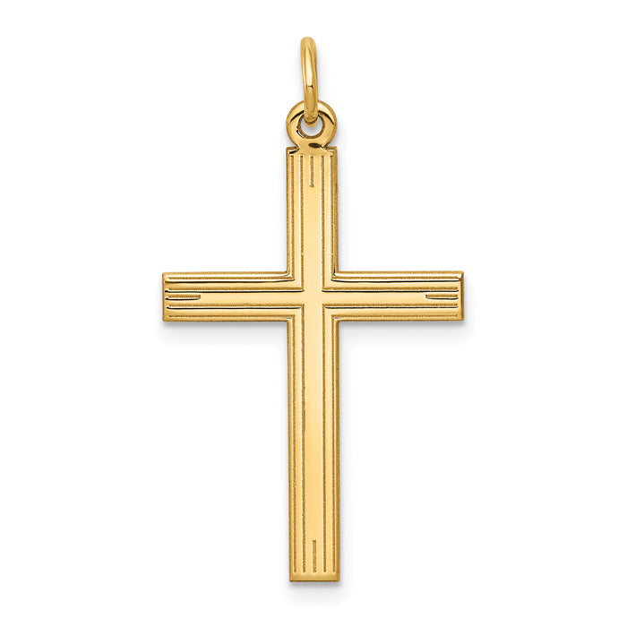 14K Laser Designed Cross Pendant-XR994