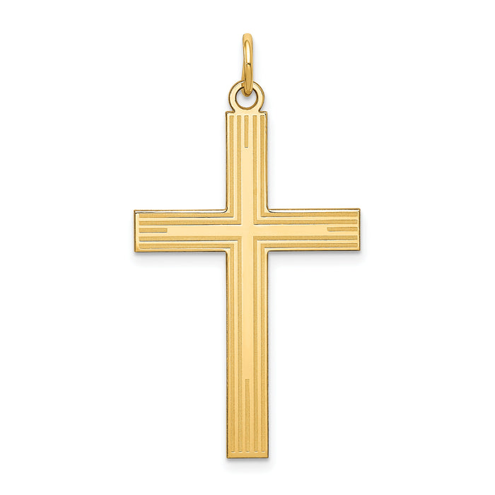 14K Laser Designed Cross Pendant-XR995