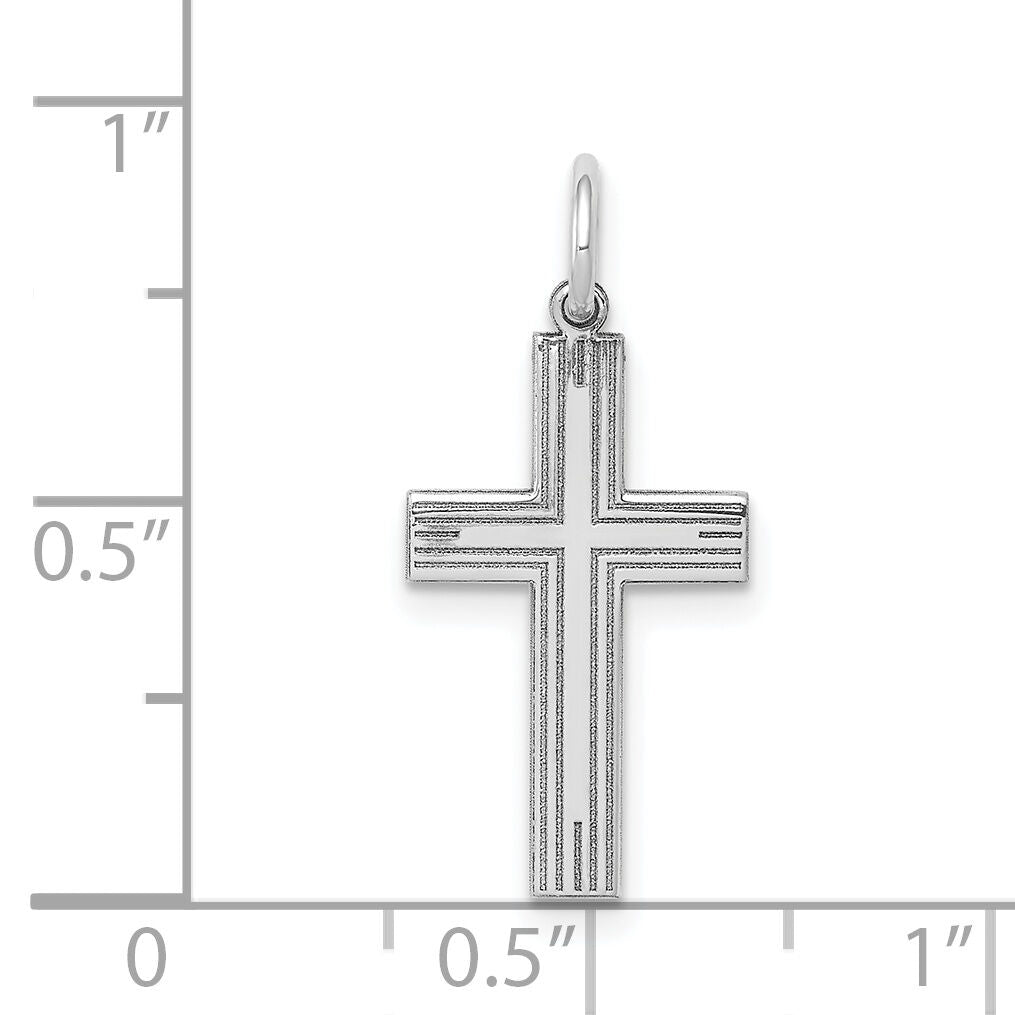 14K White Gold Laser Designed Cross Pendant-XR996