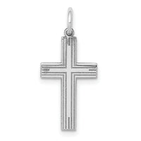 14K White Gold Laser Designed Cross Pendant-XR996