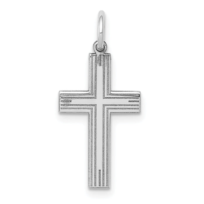 14K White Gold Laser Designed Cross Pendant-XR996
