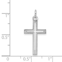 14K White Gold Laser Designed Cross Pendant-XR997