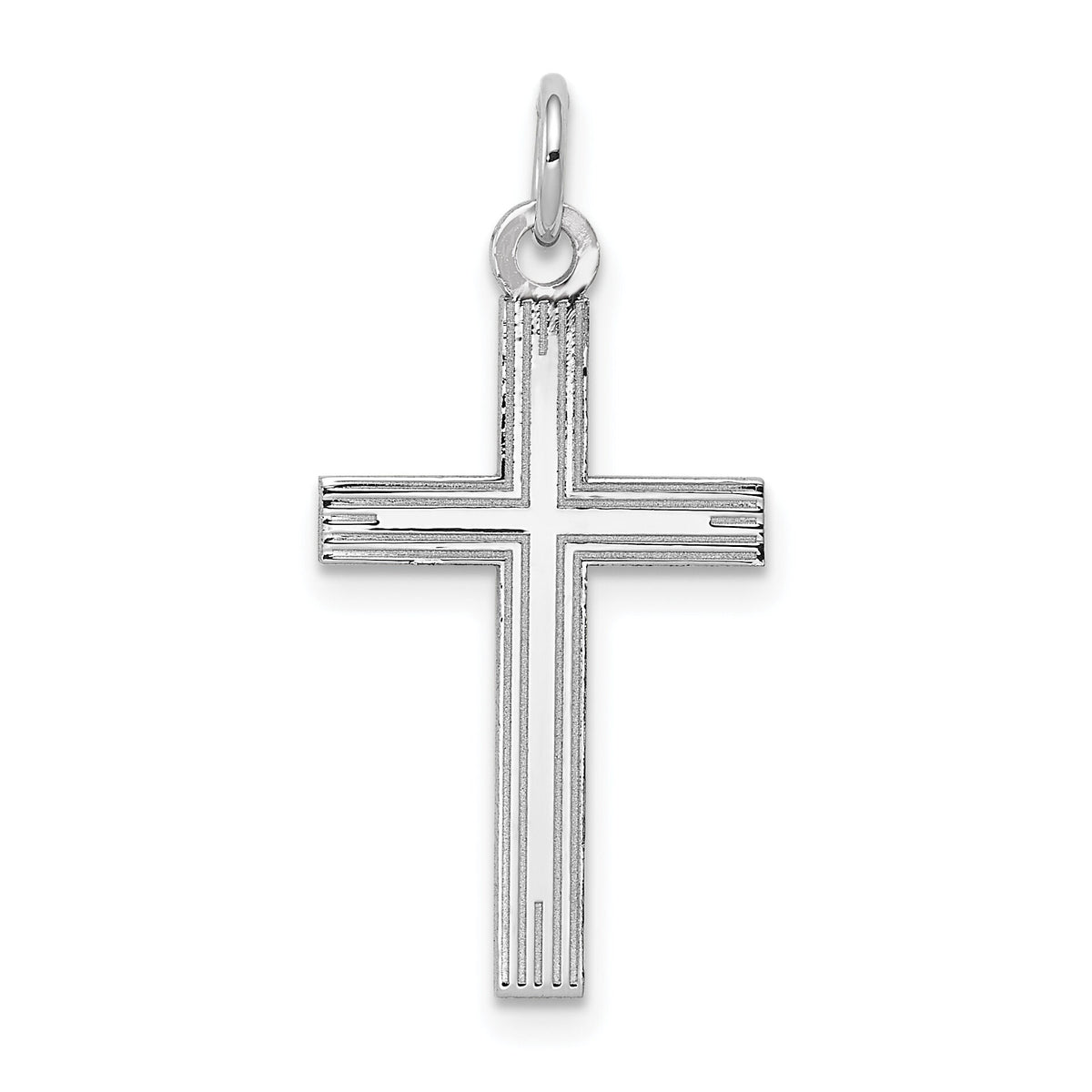 14K White Gold Laser Designed Cross Pendant-XR997