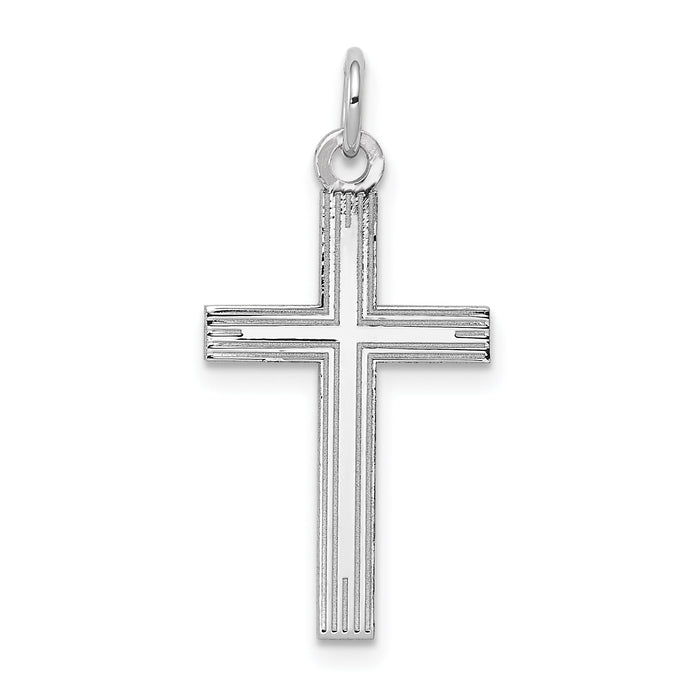 14K White Gold Laser Designed Cross Pendant-XR997