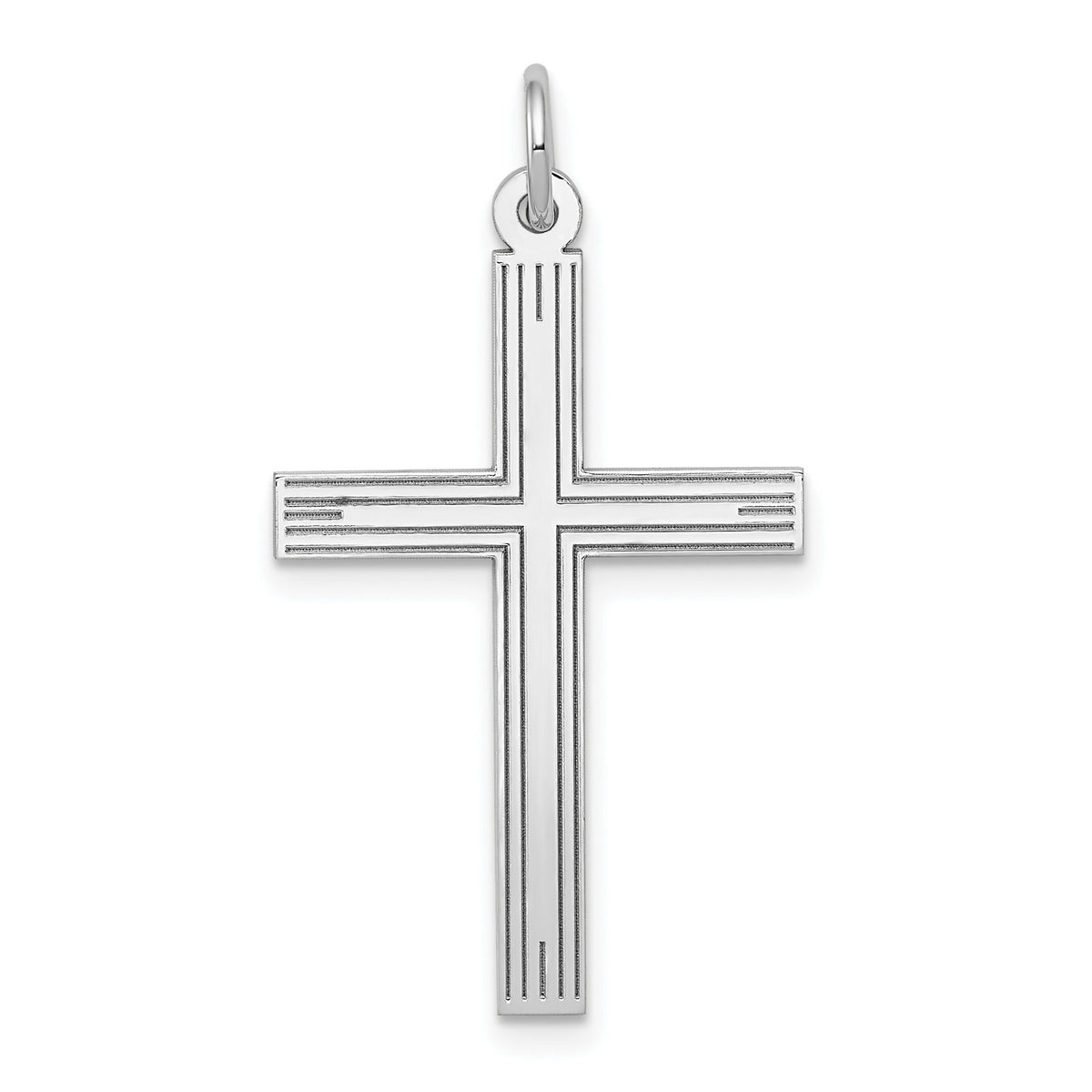 14K White Gold Laser Designed Cross Pendant-XR998